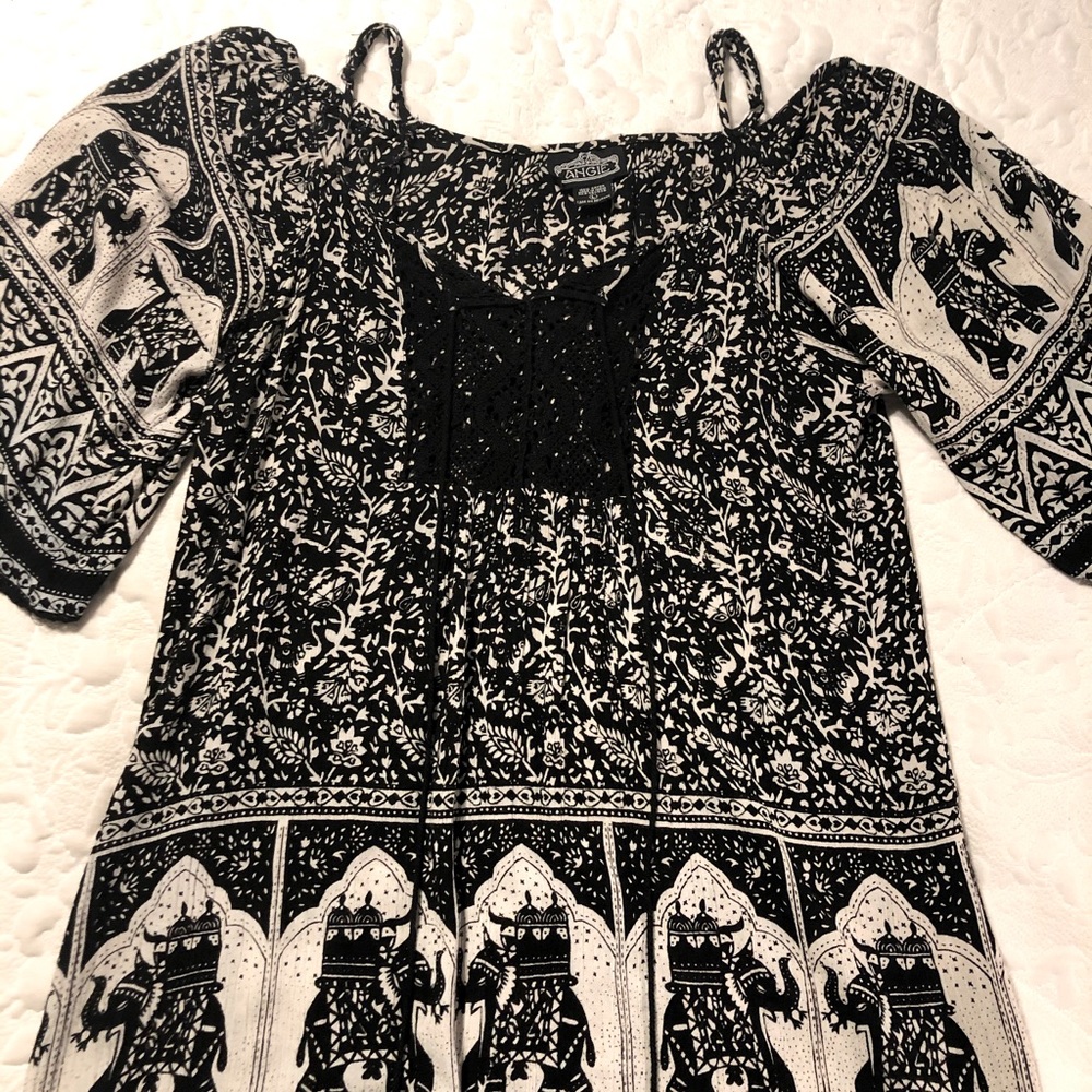 Off shoulder boho elephant inspired tunic